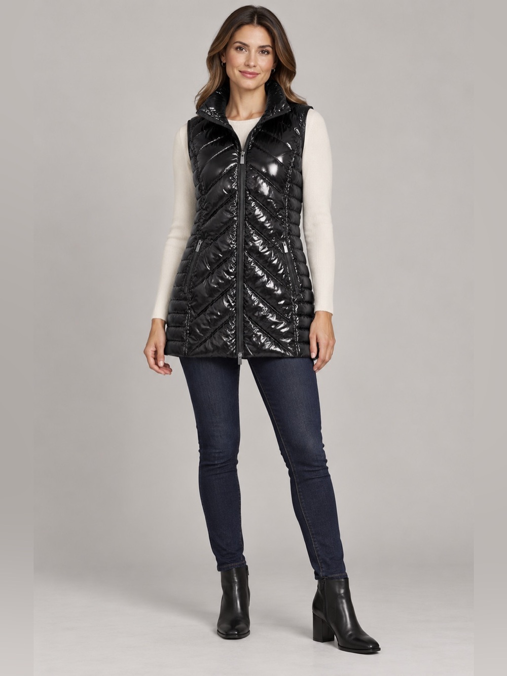 A’NOMA Black Shiny Duck Down Puffer Vest Women’s XL NWT Water Resistant Light